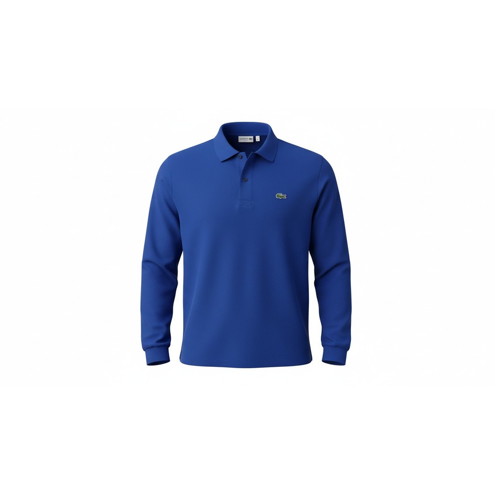 Lacoste Long Sleeve Polo Shirt Mens XL Blue Classic Fit Cotton Pique FA8713